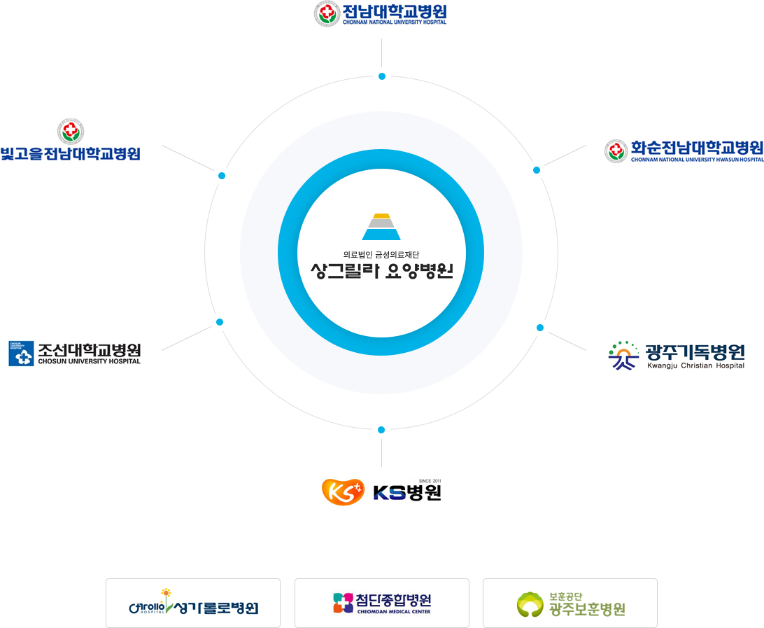 전남대학교병원, 화순전남대학교병원, 광주기독병원, KS병원, 조선대학교병원, 빛고을전남대학교병원